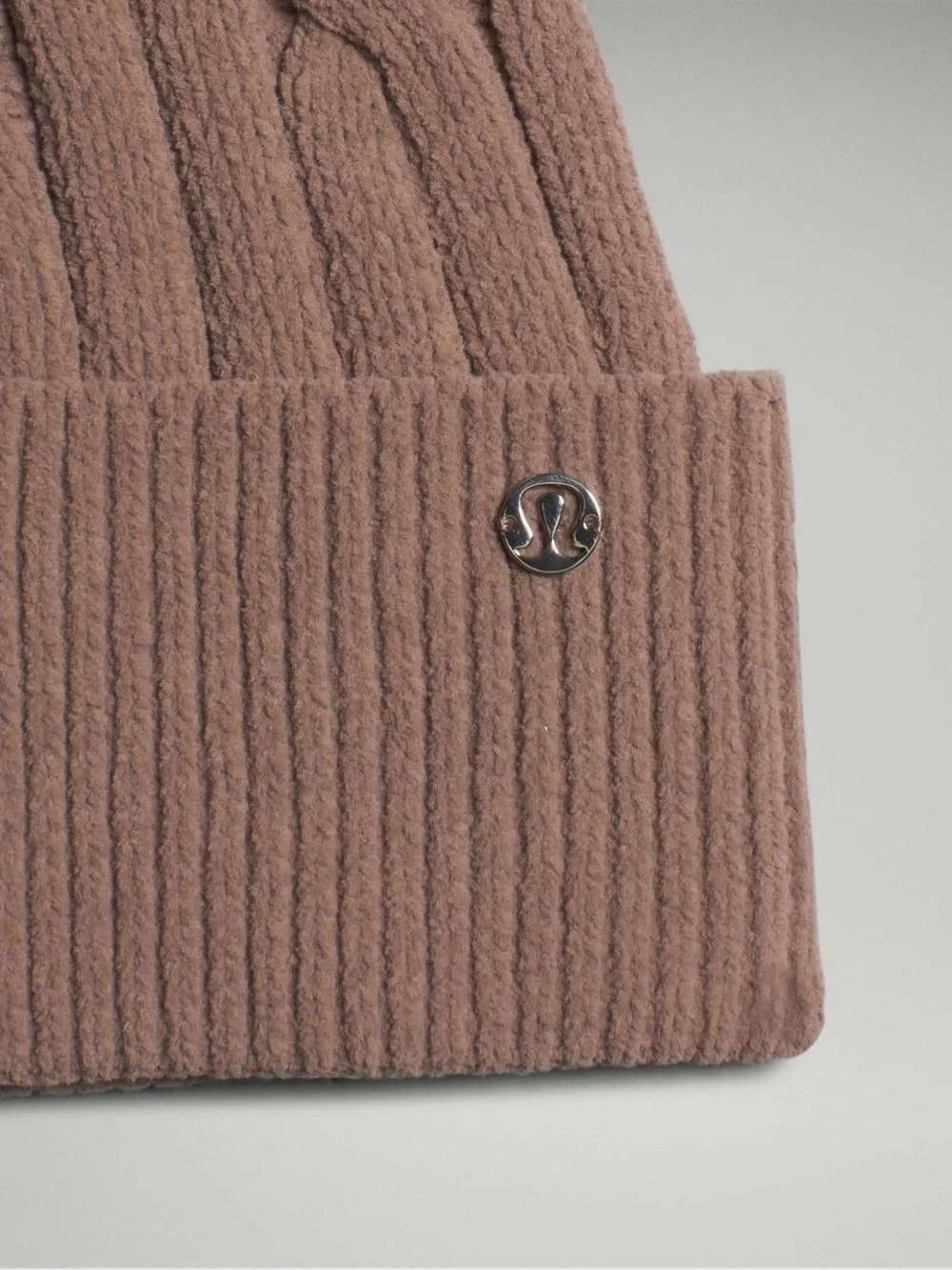 lululemon athletica Taupe Cable-Knit Pom Beanie